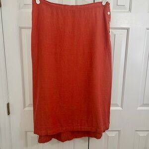 bryn Walker High Low Linen A-Line Pull-On Deep Orange Long Skirt Size 1X